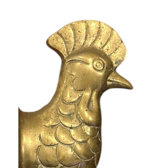 A charming, vintage brass rooster hook rack. Features a cast brass rooster head/bust with three lower hooks. Original,...