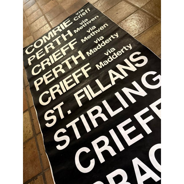 Vintage 1990s Scottish bus destination roll sign. In iconic black and white, this large scale, industrial style sign can...