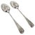 A fine pair of Georgian sterling silver serving spoons, dating from 1737 and 1763. The generously proportioned bowls are...