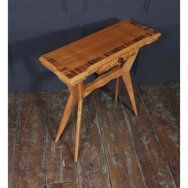 Mid-Century Italian Console Table in Chestnut and Zebrano, 1950 For Sale - Image 16 of 18