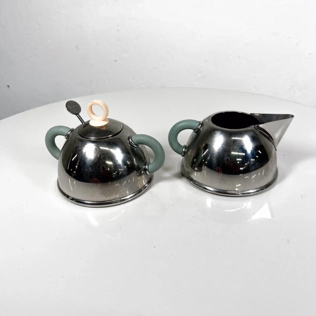 Alessi 1985 Iconic Alessi Sugar Bowl + Creamer Designed by Michael Graves For Sale - Image 4 of 11