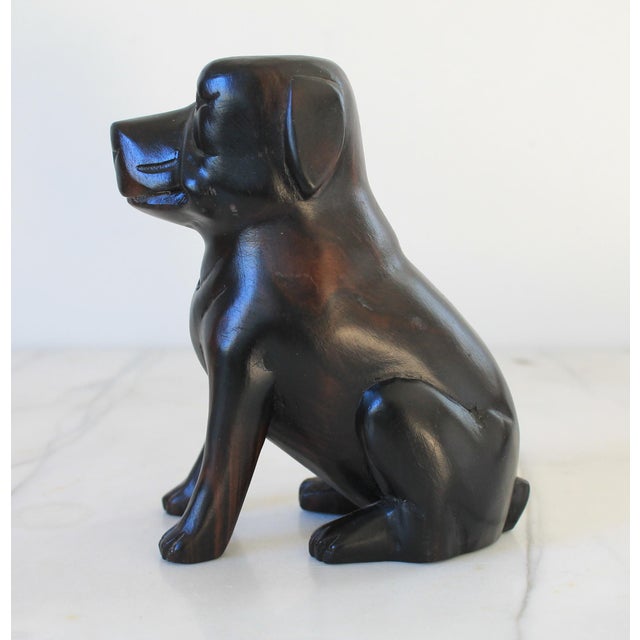 Late 20th Century Vintage Folk Art Carved Iron Wood Dog Sculpture For Sale - Image 5 of 10