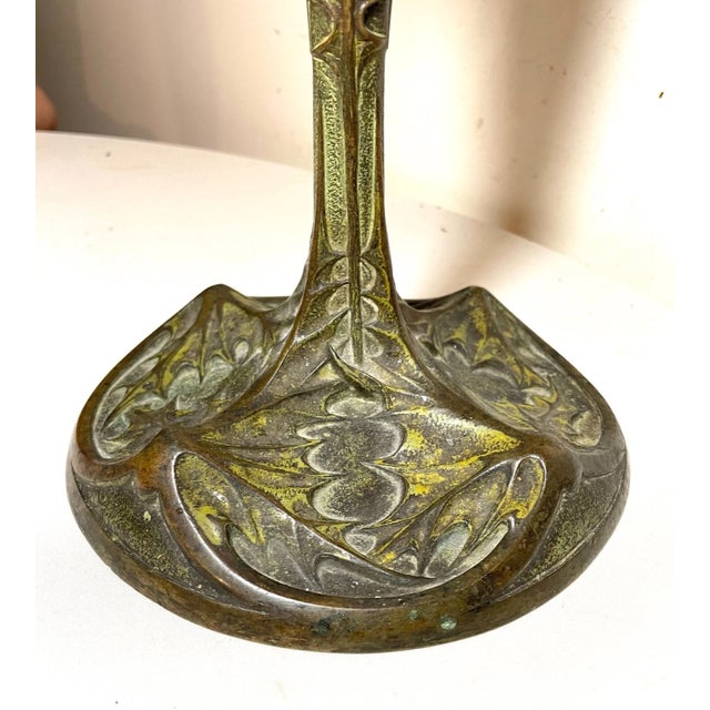 Antique 1800's Ornate Art Nouveau Patinated Bronze Leleu Paris Salon Oil Lamp For Sale - Image 11 of 12