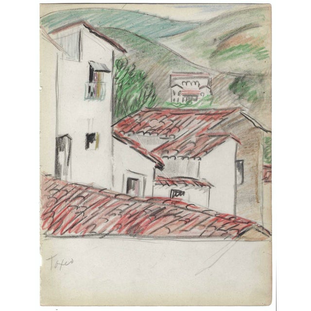 Grace Spongberg (American, 1906-1992) "Taxco" oil pastel on paper, estate stamp on reverse. Grace Spongberg grew up on W....