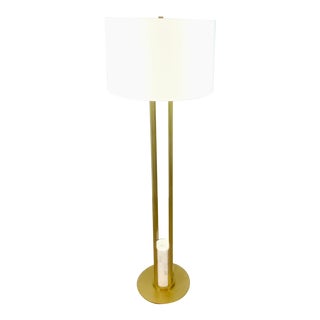 Arteriors Modern White Marble and Brass Metal Candice Floor Lamp For Sale