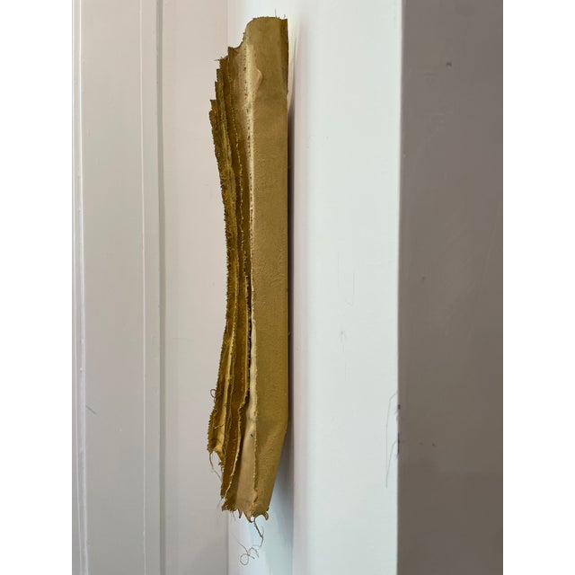 "Tandem 02" Mustard Yellow Wall Sculpture of Salvaged Art Materials For Sale In Austin - Image 6 of 9