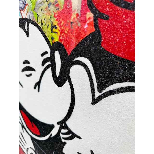 Contemporary Jozza, Big Hug!, Huge Original Painting With Diamond Dust, 60x48 Inches, Mickey Minnie For Sale - Image 3 of 4