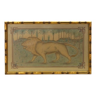 French Artist, Study of a Lion in a Palm Jungle, 1870, Colored Pencil on Paper For Sale
