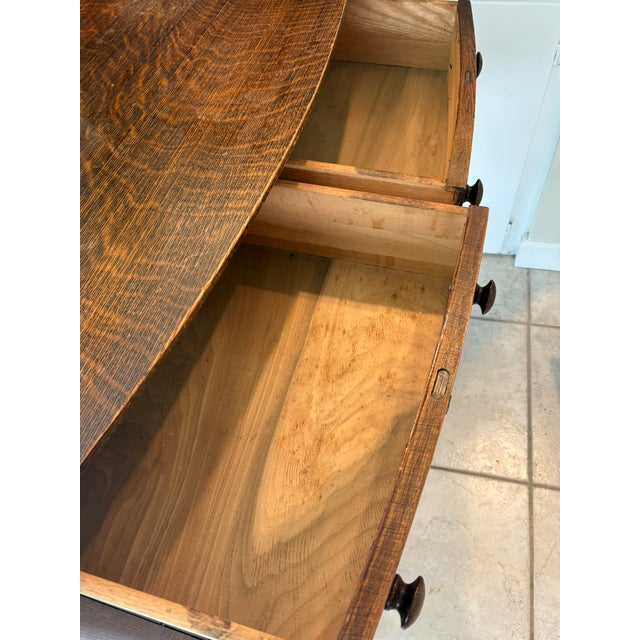 Grandmillennial Antique Tiger Oak Wood Dresser & Removable Mirror For Sale - Image 14 of 17