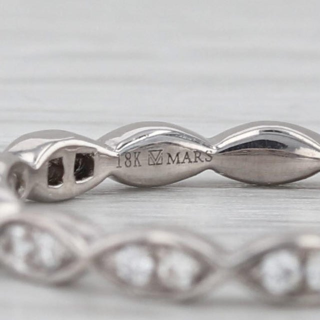 Metal 0.20ctw Diamond Band 18k White Gold Stackable Wedding Ring Size 6 For Sale - Image 7 of 8