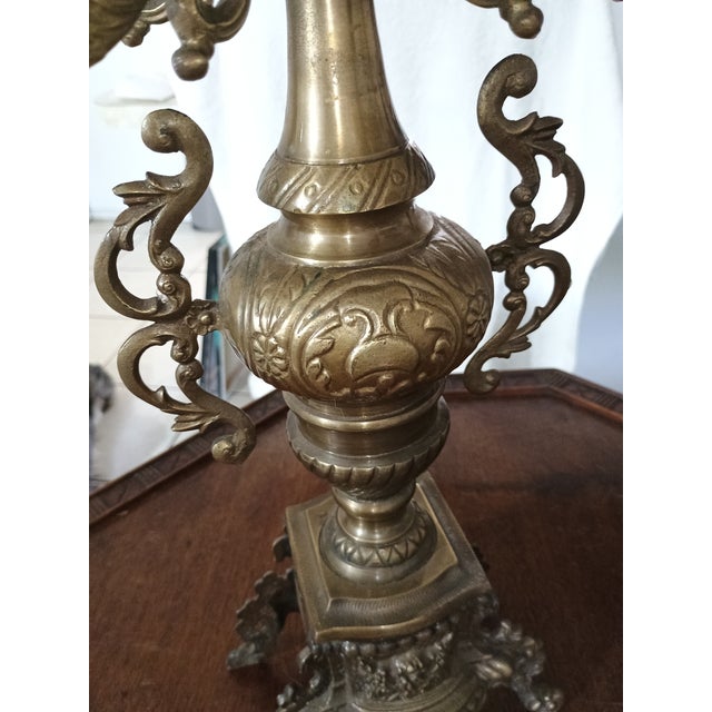 Traditional 1960s Solid Brass Candleabra For Sale - Image 3 of 5