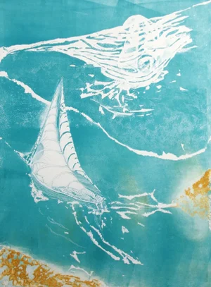 1979 "Evening Sail II" Abstract Nautical Limited Edition Etching