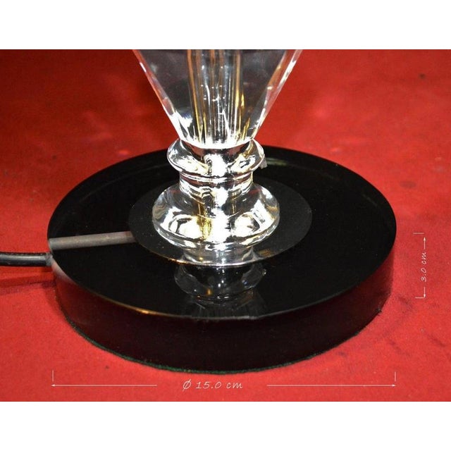 Art Deco Faceted Glass Column Table Lamp with Opaline Shade, 1940s For Sale - Image 12 of 18