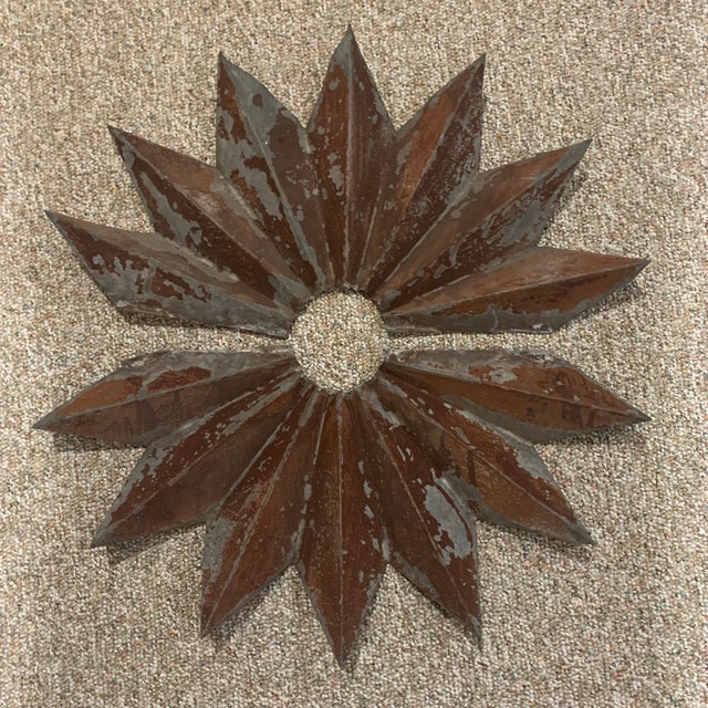 Charming weathered cut tin decorative elements that can be displayed separately side by side or as two halves of a circle....