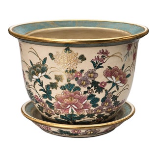 1900-1909 Japanese Satsuma Fish Bowl Planter For Sale