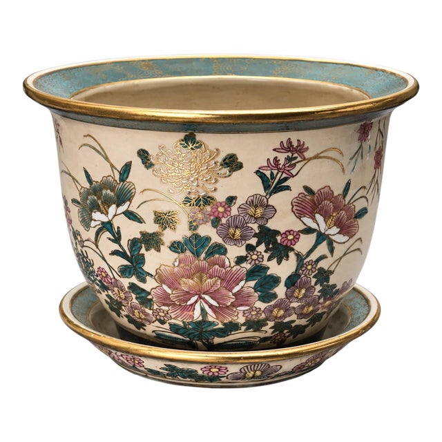 1900-1909 Japanese Satsuma Fish Bowl Planter For Sale