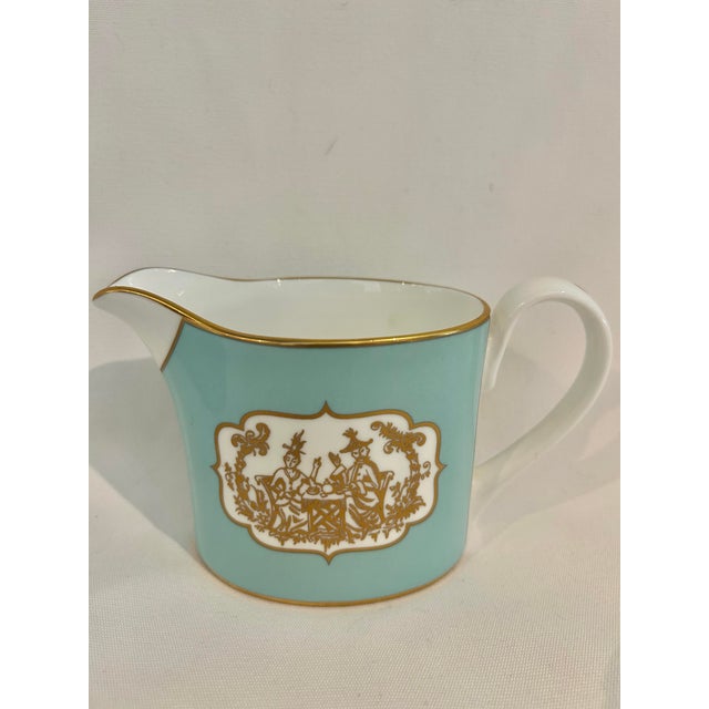 Chinoiserie Late 20th Century Fortnum & Mason St James Eau De Nil Chinoiserie Bone China Sugar & Creamer by Caverswall For Sale - Image 3 of 10