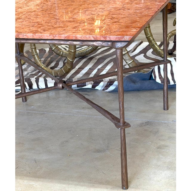 Giovanni Banci for Hermès Hammered Iron & Breccia Rossa Marble Table, Circa 1990 For Sale - Image 13 of 18