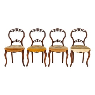 Elizabeth II Needlepoint Upholstered Chairs, 4 For Sale