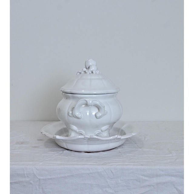 French Vintage Lallier à Moustiers Faïence Tureen & Underplate For Sale - Image 9 of 10