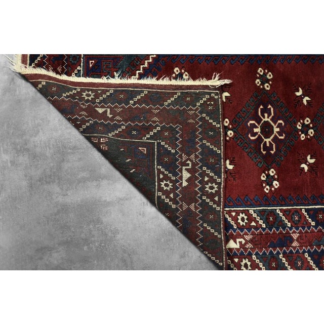 1970s Vintage Red Hand-Woven Oriental Afghan Rug, 1970s For Sale - Image 5 of 15