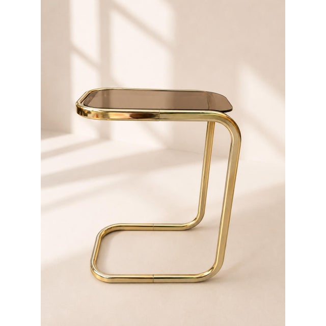 Nesting Side Tables in Brass and Smoked Glass, 1970s, Set of 14 For Sale - Image 4 of 6