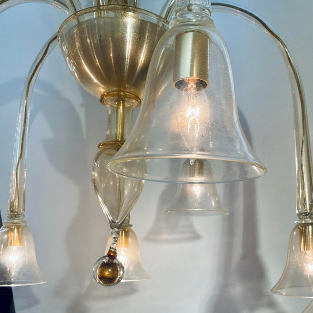 1990s 1990s Myran Allan Luxury Lighting Modern Venetian Murano Hand Blown Gol Murine Chandelier For Sale - Image 5 of 6