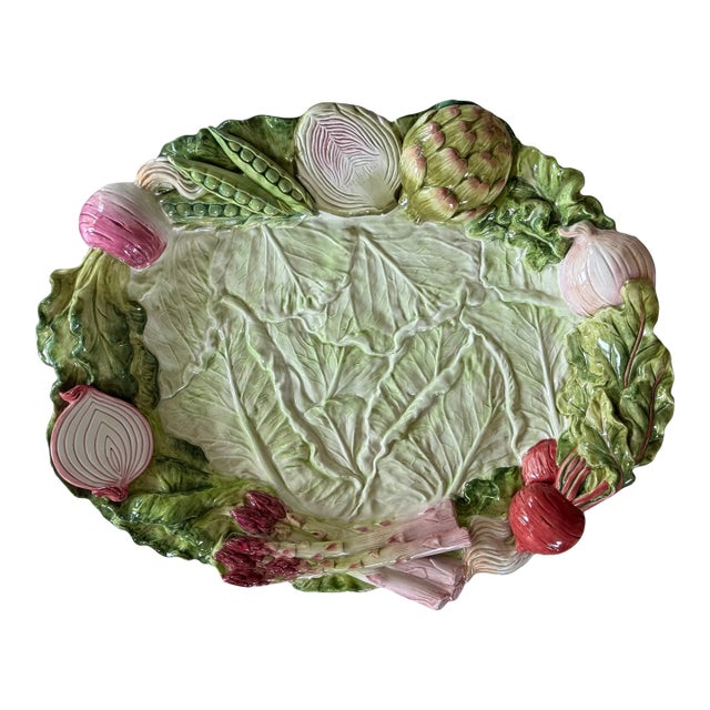 Vintage Fitz and Floyd Majolica Style Large French Garden Platter For Sale