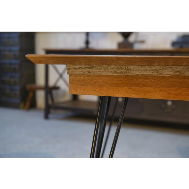 Italian Oak Table with Cast Iron and Bronze Legs, 1960s For Sale - Image 3 of 13