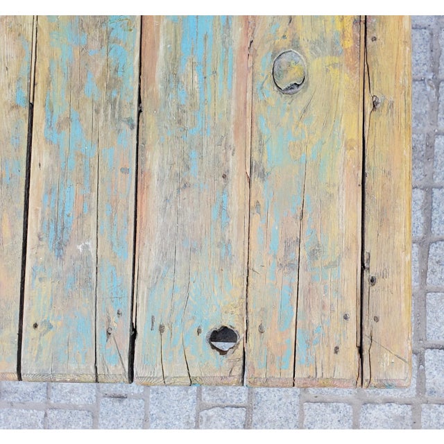 Moroccan 1990s Moroccan Vintage Yellow Wooden Table For Sale - Image 3 of 7