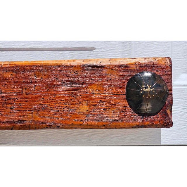Rustic Handcrafted Oak Wall Cross With Decorative Clavos For Sale - Image 11 of 13