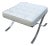Mies Barcelona Style White Leather Stool Ottoman Bench For Sale