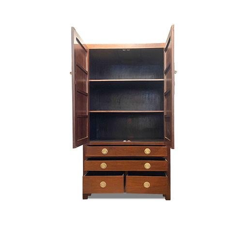 The Brown Tall Cabinet is made out of elm wood. It has 2 doors, 4 drawers and 2 removable shelves. It has tons of storage,...