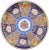Vintage gold Imari porcelain plate hand-painted with intricate floral pattern and ornate details in vibrant color...
