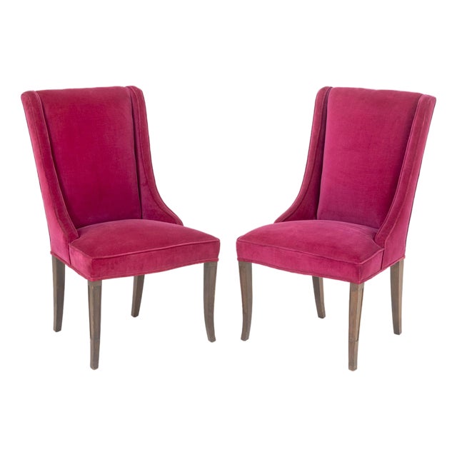 Plum Velvet Upholstered Side Chairs, Pair For Sale