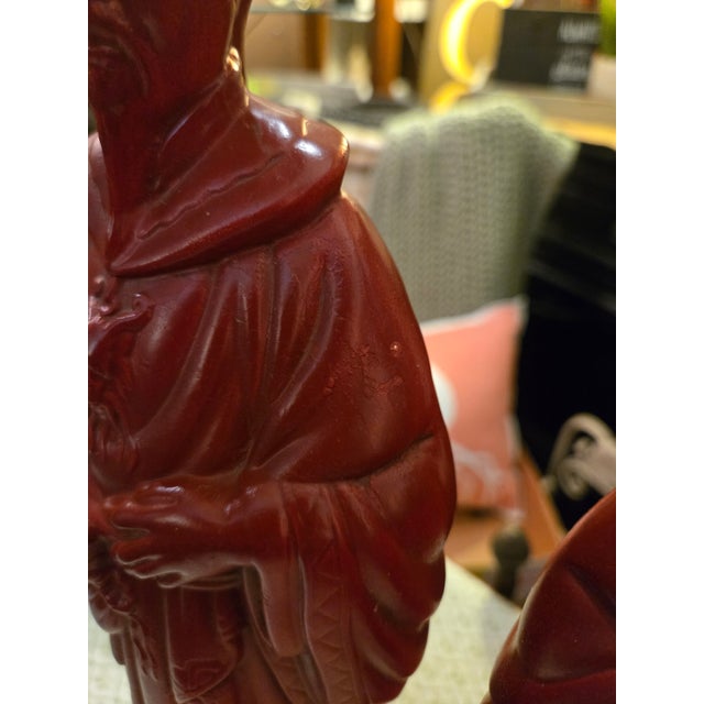 Early 20th Century Early 20th Century MCM Emperor and Empress With Child Quan Yin Statues For Sale - Image 5 of 7