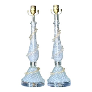 Vintage Italian Murano Glass Lamps - A Pair For Sale