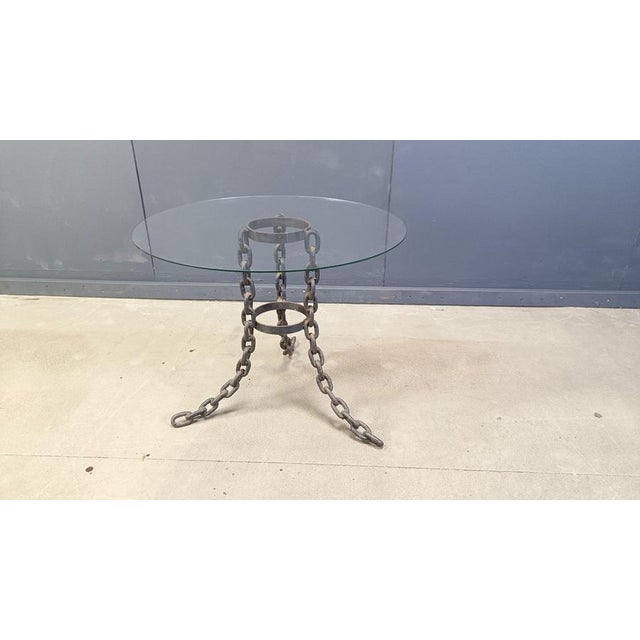 Brutalist Chain Link Coffee Table with Glass, 1970s For Sale - Image 9 of 11