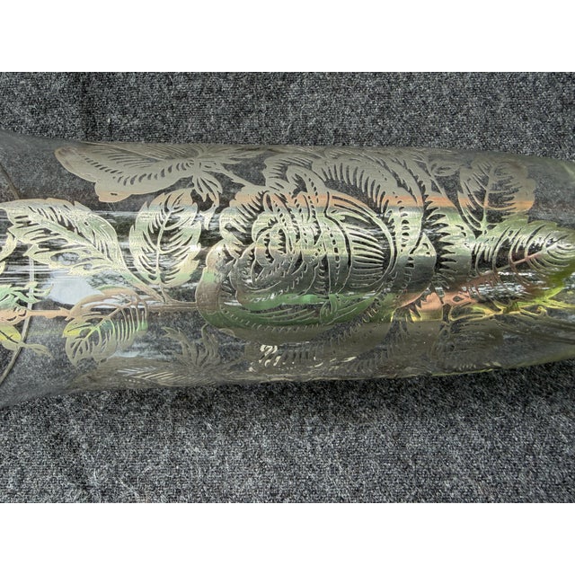 Metal Vintage Sterling Silver Floral Overlay Vase For Sale - Image 7 of 12