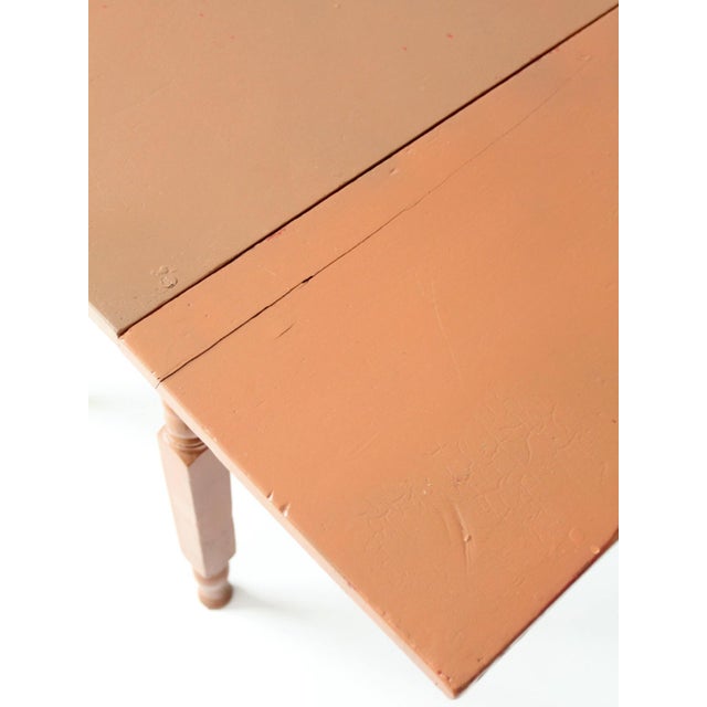 Wood Antique Painted Primitive Drop Leaf Table For Sale - Image 7 of 18