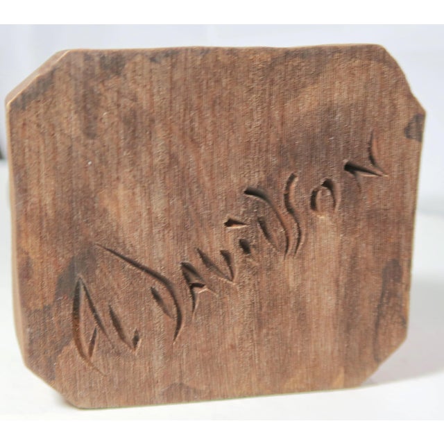 Wood Al Davidson Mid 20th Century Original Signed Hand-Carved Hand-Painted Wood Sculpture "The Captain" - For Sale - Image 7 of 7