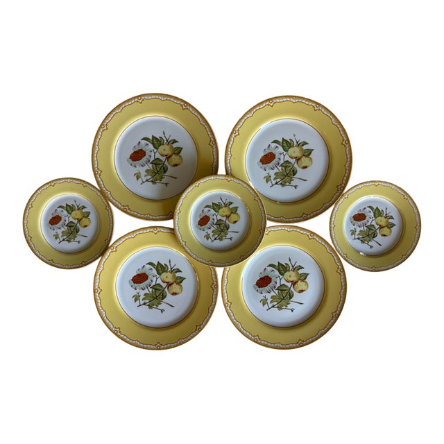 Set of 7 Somerset Plates by Georges Briard With Botanical Fruit Design For Sale