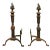 Antique Brass Andirons With Flame Torch Design - A Pair For Sale