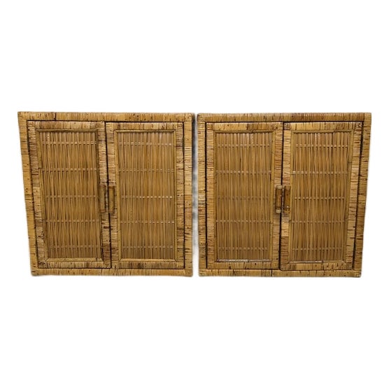 Vintage Buri Rattan Cabinets, a Pair For Sale