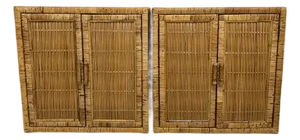 Vintage Buri Rattan Cabinets, a Pair