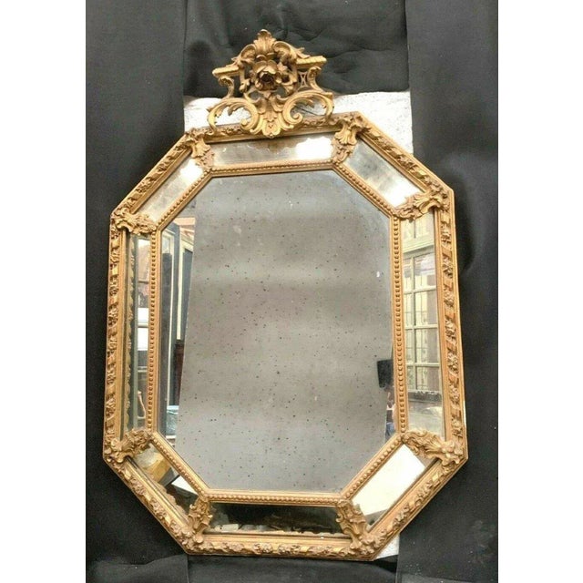 Mirror with Wooden and Gilded Stucco Wall, Napoleon III Mirror, 19th Century For Sale - Image 12 of 12