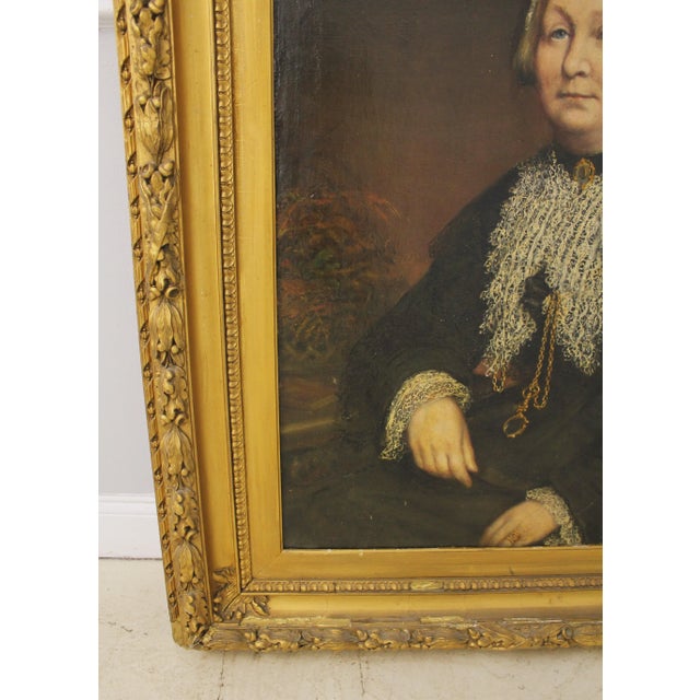 Antique Framed Oil Painting on Canvas of Woman | Chairish