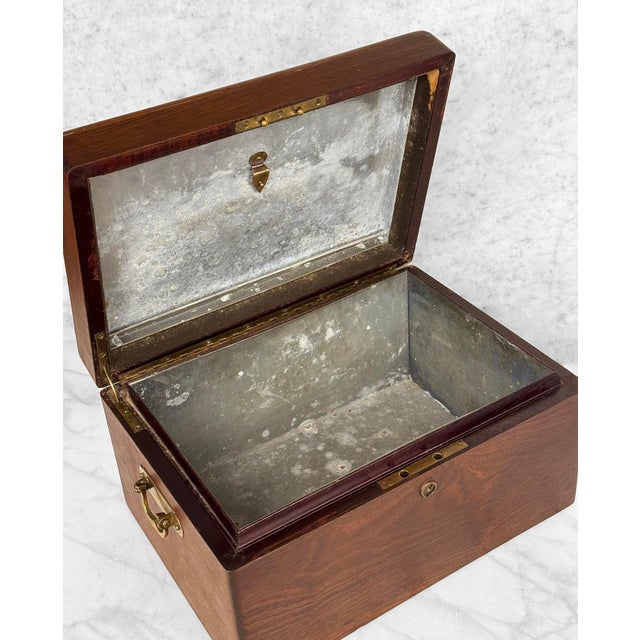 Antique English Benson & Hedges Mahogany Metal Lined Cigar Tobacco Humidor Box For Sale - Image 9 of 15