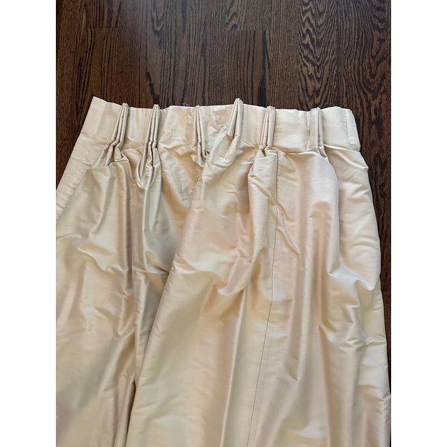 Custom stylish fabric panels from Calico Corners. Approximate year 2002. Chocolate brown silk and cream color block. Fully...