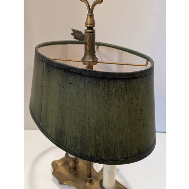 Metal French Style Bouillette Bouillot Lamp With Green Shade Desk Lamp Circa 1950s For Sale - Image 7 of 11